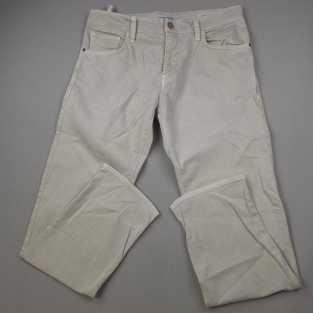 Mavi Zach Mens 36x32 Straight Leg Jeans Stone Beige Bone Stretch Denim Trousers